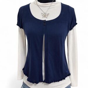 American Eagle navy ruffle cardigan
